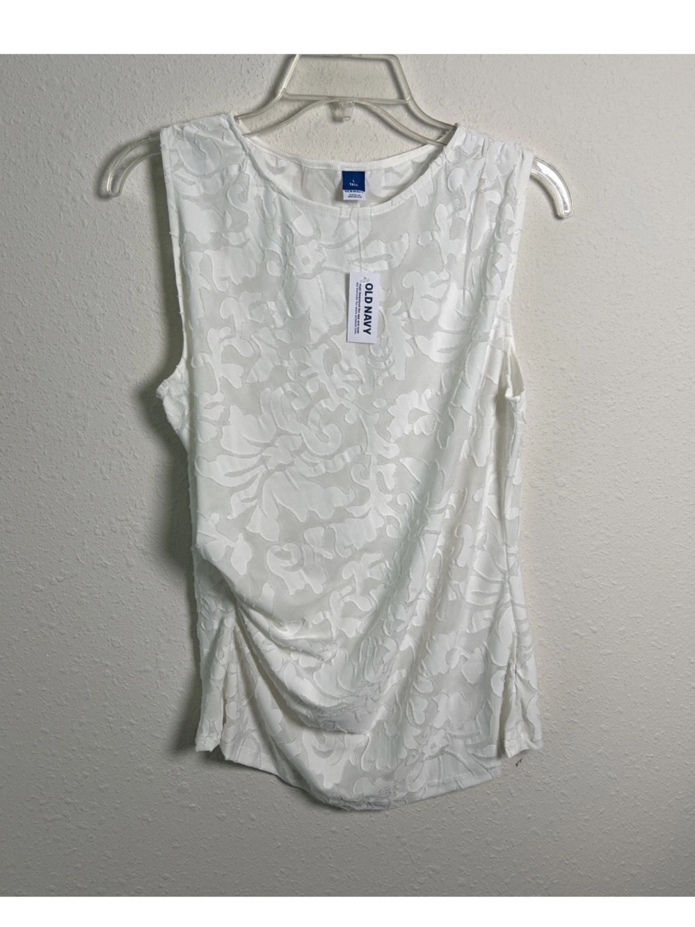 NWT Old Navy Jacquard Side Drape Floral Sleeveless Tunic Blouse Top Sz Lg Tall